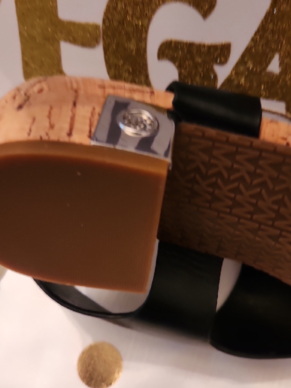 Michael Kors Black Cork Thong Sandals with Buckle - Picture 4 of 8